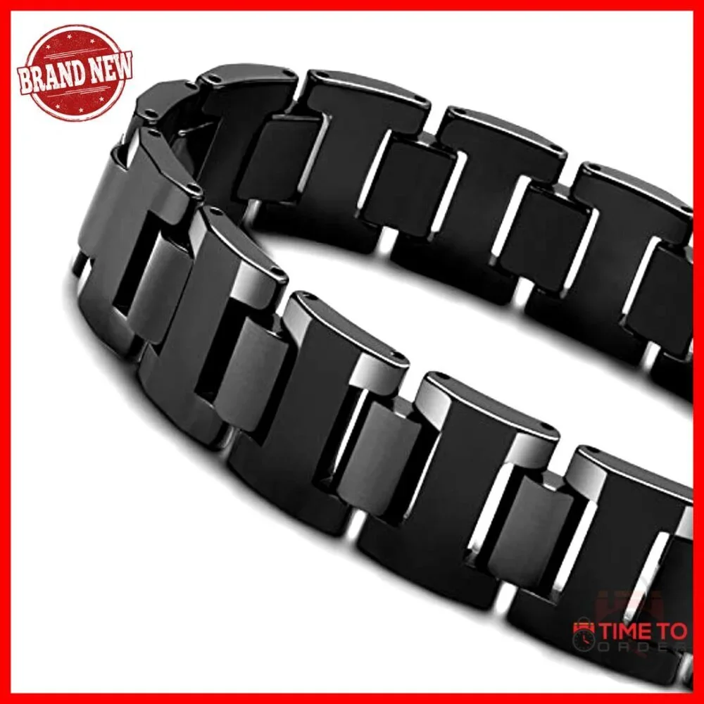 Men's Tungsten Link Bracelet 8.3 Inches Snap Clasp Durable